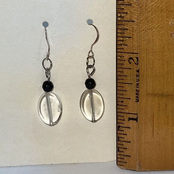 Genuine Crystal Stone Earrings, Sterling Silver Hand Carved Earrings, NWOT - Picture 4 of 5